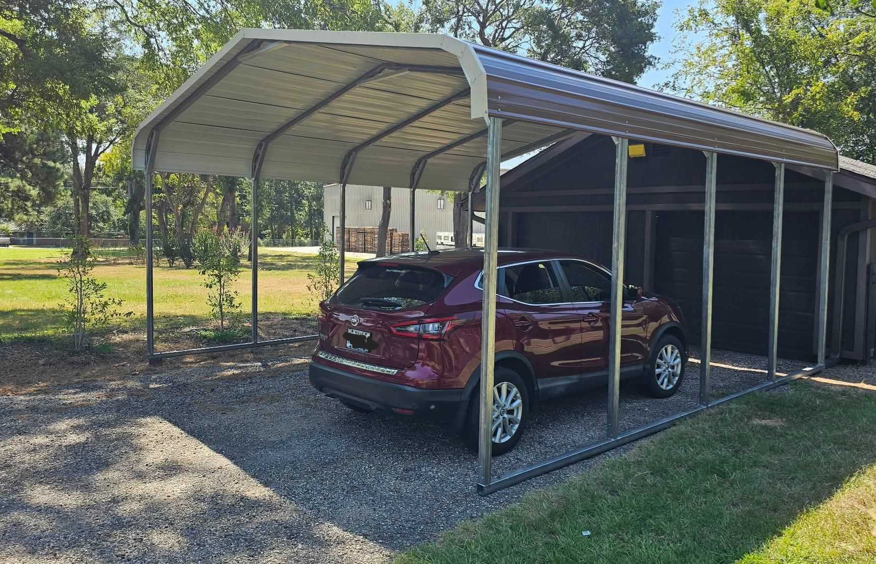 Steel carport vehicle cover