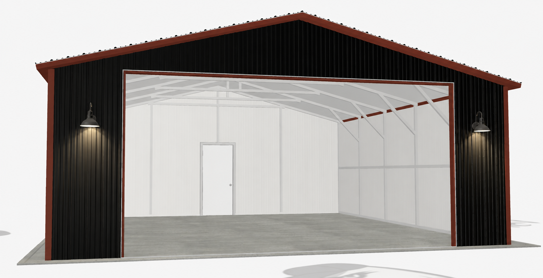 Residential garage white-entry rendering